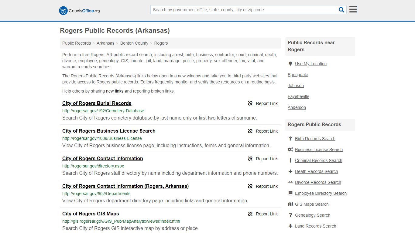 Rogers Public Records (Arkansas) - County Office